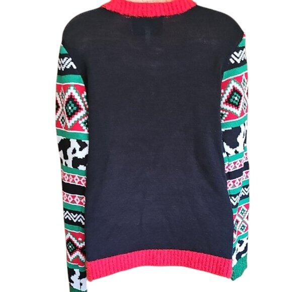 Wild West Christmas Sweater warm knit embellished ugly X-mas sweater Holiday - Picture 4 of 14